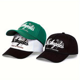 Gorra de béisbol bordada de Los Angeles para hombre, 1 unidad, ajustable, ligera de poliéster, diseño con palmera y alas de ángel, transpirable para viajes al aire libre, fiestas en la playa, primavera/otoño (verde/blanco/negro), estilo casual, duradera