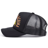 Sombrilla ajustable de malla hueca transpirable con bordado fino, adecuada para viajes, deportes al aire libre, ciclismo y conductores de camiones