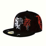 Gorra de béisbol para hombre NEW ERA con calavera gótica y flor de rosa - Snapback ajustable, gorro de streetwear para todas las estaciones con diseño de 6 paneles, /Rojo/