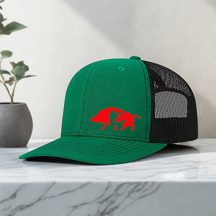 Gorra de Béisbol Unisex Ajustable con Estampado de Jabalí Audaz - Gorra Trucker Transpirable para Hombres y Mujeres, Accesorio de Golf, Pesca, Deportes al Aire Libre, Sombrero Elegante, Ropa Duradera