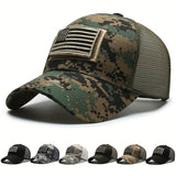 Gorra de béisbol con diseño de camuflaje de bandera estadounidense, para deportes al aire libre y senderismo, para mujeres y hombres