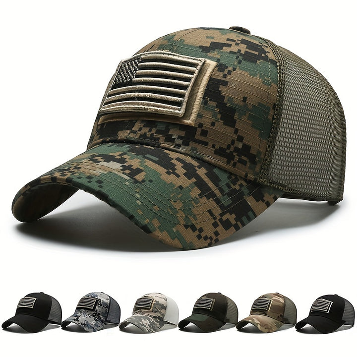 Gorra de béisbol con diseño de camuflaje de bandera estadounidense, para deportes al aire libre y senderismo, para mujeres y hombres