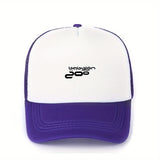 1pc Gorra Lon Zoo Logo Estilo Trucker Blanco y Rosa - Malla Transpirable, Ajuste Perfecto Unisex para Hombres y Mujeres, Streetwear, Pesca, Reuniones Sociales, Año Nuevo Chino - Gorra de Poliéster Duradera para Exteriores