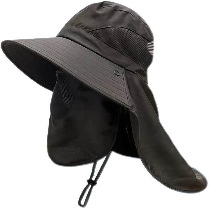 4 colores disponibles, sombrero de sol para hombre con ala redonda grande, máscara plegable y desmontable, perfecto para el trabajo al aire libre en verano.