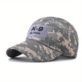 Gorra de béisbol militar K-9 con bordado, sombrero de sol de poliéster camuflado con visera curva, gorra ligera para hombre al aire libre