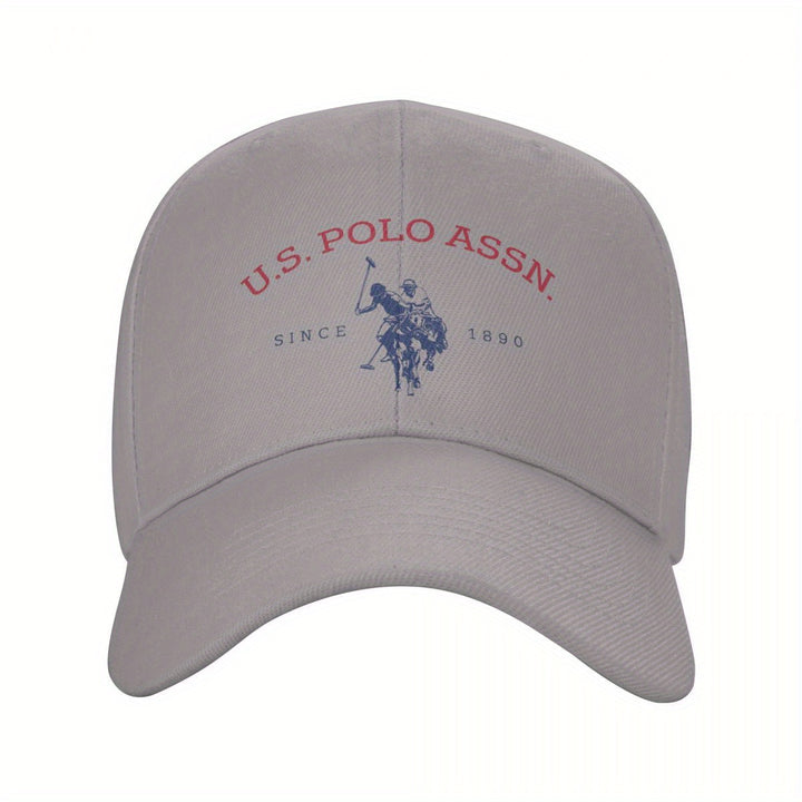 Gorra de béisbol ajustable U.S. Polo Assn. Since 1890, con protección solar, estilo deportivo clásico, 1 unidad en poliéster blanco con estampado rojo y azul, ideal para actividades al aire libre, regalo perfecto para hombres y mujeres