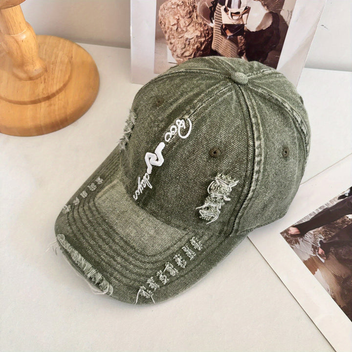 Gorra de Béisbol Estilo Callejero Americano Lavado Desgastada Unisex con Bordado 3D y Cierre Snapback