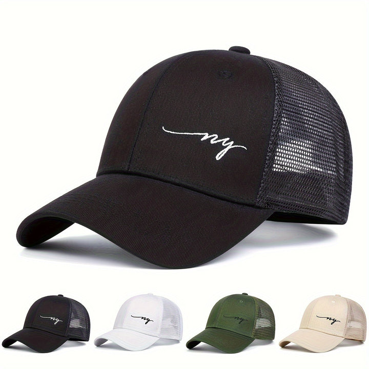 1pc Gorra de Béisbol NY para Hombre - Ajustable con Malla en la Parte Trasera, Diseño Transpirable, Protección Solar, Sombrero Casual para Viajes de Primavera y Otoño, Fiestas en la Playa y Actividades al Aire Libre (Negro, Blanco, Verde, Beige)