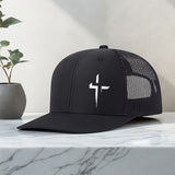 Gorra de camionero creativa con estampado cruzado: gorra de béisbol de moda con espalda de malla, transpirable y ajustable para actividades al aire libre - Negro con diseño de rayo blanco, gorro de cabeza al aire libre | Gorra de camionero elegante | Gorr
