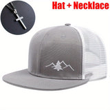 2 piezas (Gorra + Collar) Gorra de camionero transpirable con bordado de pino para hombre, gorra ajustable deportiva unisex, regalo