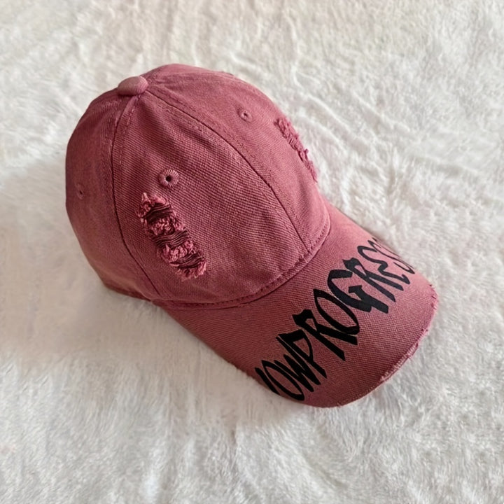 Gorra de Béisbol Unisex con Diseño Moderno y Estilo Pato, Letras Desgastadas para Verano