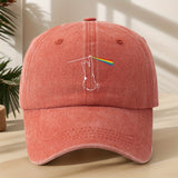 Gorra de béisbol divertida con estampado de gato arcoíris - Gorra retro lavada clásica, suave, cómoda y transpirable con cierre ajustable para actividades al aire libre y vacaciones