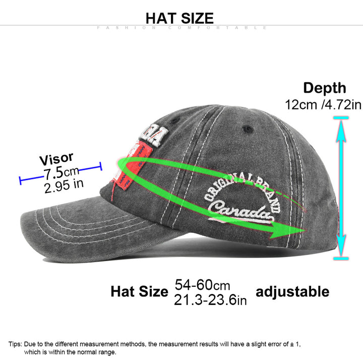 Gorra de Béisbol Bordada con Bandera Canadiense y Parche Perforado - Ajustable con Snapback, Ideal para Streetwear, Trajes de Navidad y Cultura Canadiense (Diseño Bordado)