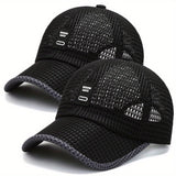 2 Piezas Sombreros de Verano Unisex para Exteriores - Gorras de Malla Transpirable de Secado Rápido con Ala Ancha Estilo Pico de Pato/Béisbol para Playa, Pesca, Navegación - Ajustables para Hombres y Mujeres (Estilo Pico de Pato y Ala Grande)