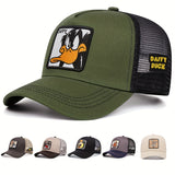 Gorra de béisbol bordada de la serie Warner Bros, gorra de malla para eventos deportivos al aire libre, estilo camionero americano y hip-hop