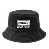 MAKEFGE Gorra Unisex Oasis Live'25 Estampada - Gorra Trucker Ligera para Hombres y Mujeres, 5 Colores (/Azul Marino/Morado Oscuro/ Marino/Beige), Cierre Ajustable con Broches, Protección Solar Transpirable para Camping, Viajes y Vacaciones, Equipo de Camp