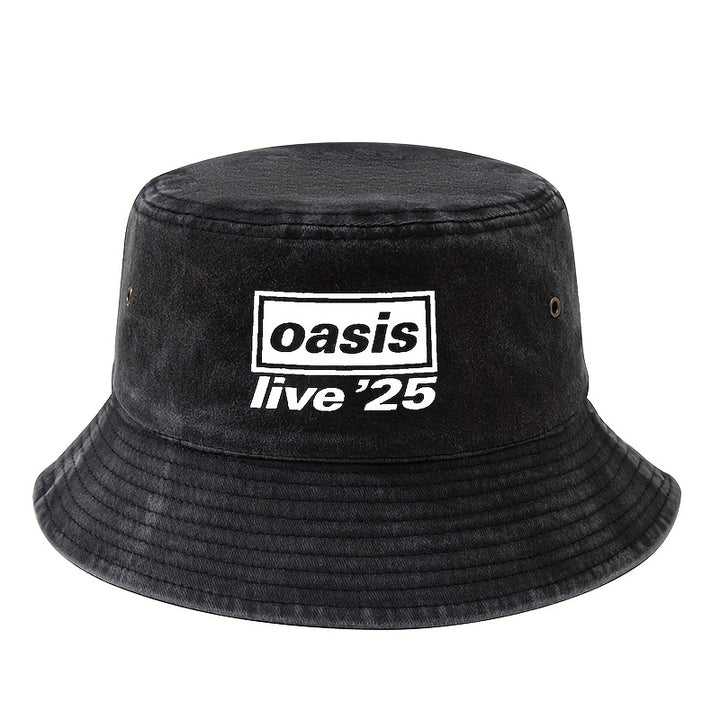 MAKEFGE Gorra Unisex Oasis Live'25 Estampada - Gorra Trucker Ligera para Hombres y Mujeres, 5 Colores (/Azul Marino/Morado Oscuro/ Marino/Beige), Cierre Ajustable con Broches, Protección Solar Transpirable para Camping, Viajes y Vacaciones, Equipo de Camp
