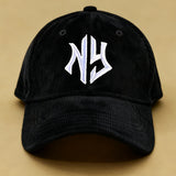 1 Gorra de béisbol de pana NY bordada, unisex, ajustable y transpirable para golf para mujer, gorra curva Y2K de moda de verano para parejas, actividades al aire libre, ropa casual, gorra de moda, sombrero elegante, construcción duradera, gorra ligera,...