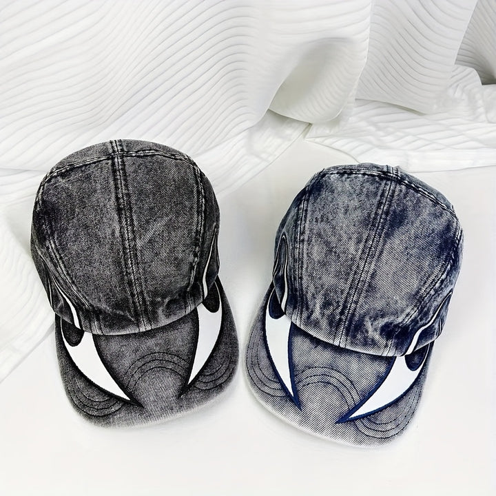 1 gorra de béisbol lavada americana con bordado doble cara de llamas para hombres y mujeres, gorra unisex ligera de estilo hip-hop con ala ancha y pico de pato, ideal para primavera/otoño