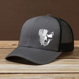 Gorra de béisbol curva con estampado de calavera y bandera de letra para hombres y mujeres, elegante sombrero de camionero para actividades al aire libre, ajustable y adecuado para camping y pesca, perfecto para correr, hacer senderismo y camping, lo conv