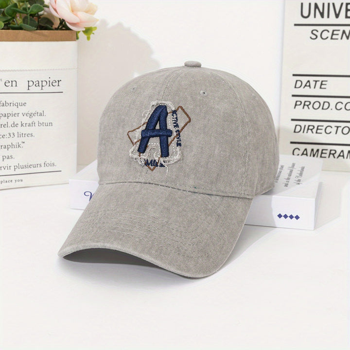 Gorra de béisbol unisex con bordado de la letra A - Gorra ligera de streetwear con visera ajustable, diseño transpirable de seis paneles y visera curva para hombres y mujeres, outfits casuales y formales (Negro, Marrón, Azul Marino, Gris, Blanco), accesor