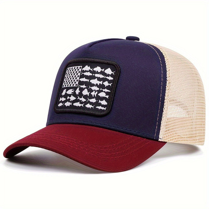 Gorra de béisbol bordada con diseño de estrella de pez, para hombre y mujer, gorra casual para eventos deportivos al aire libre, estilo conductor de camión americano