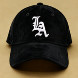 Gorra de béisbol unisex con letras de LA - Snapback ajustable transpirable, gorro ligero de verano para hombres y mujeres, perfecto para golf, ropa casual y eventos temáticos, accesorio de golf, diseño bordado
