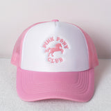 Gorra de Camionero de Espuma y Malla con Diseño Bordado de Letras y Caballo del CLUB DE PONI ROSA - Gorra de Béisbol Ajustable Transpirable de Poliéster para Mujeres, Regalos Lindos para Ella, Ciclismo Urbano de Verano