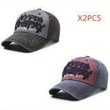 2 Piezas Gorra Snapback Unisex Estilo Retro Lavado con Bordados de Letras Desgastadas, Béisbol Urbano Europeo y Americano