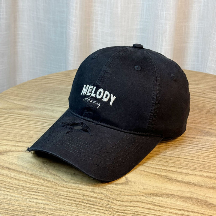 Gorra de Béisbol Unisex con Bordado de Letras - Snapback Ajustable, Poliéster Ligero, Azul Oscuro con Costura Blanca y Bordado de Melodía, Perfecta para Atuendos de Primavera y Verano, Accesorio Casual | Gorra de Béisbol de Moda | Sombrero Ligero