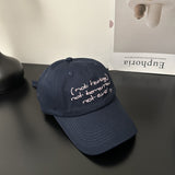 Gorra de béisbol artística para mujer estilo coreano con bordado de slogan en inglés 3D, cierre ajustable snapback y diseño en contraste - Gorro casual y de Navidad para viajes diarios, sesiones de fotos, mercados de nicho - Tejido duradero sin elasticida