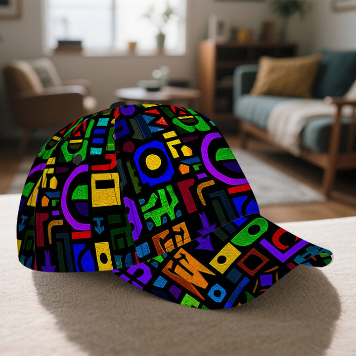 1 gorra de béisbol Snapback con estampado geométrico vibrante de Acción de Gracias 2D - Gorra de poliéster con impresión vibrante de cuerpo completo, ideal para deportes, running y moda casual urbana, Accesorio para Exteriores,Accesorios para la Cabeza de