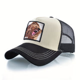 Gorra de basquetbol unisex, con diseño de oso bordado, casual, de poliéster, con parte trasera de malla respirable y cierre ajustable, ideal para verano