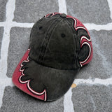 Nueva gorra de béisbol retro americana con bordado de llamas para hombres y mujeres, gorro de pico de pato de nicho hip-hop streetwear, gorra deportiva ajustable
