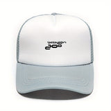 1pc Gorra Lon Zoo Logo Estilo Trucker Blanco y Rosa - Malla Transpirable, Ajuste Perfecto Unisex para Hombres y Mujeres, Streetwear, Pesca, Reuniones Sociales, Año Nuevo Chino - Gorra de Poliéster Duradera para Exteriores