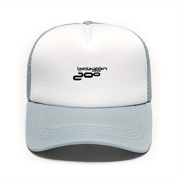 1pc Gorra Lon Zoo Logo Estilo Trucker Blanco y Rosa - Malla Transpirable, Ajuste Perfecto Unisex para Hombres y Mujeres, Streetwear, Pesca, Reuniones Sociales, Año Nuevo Chino - Gorra de Poliéster Duradera para Exteriores