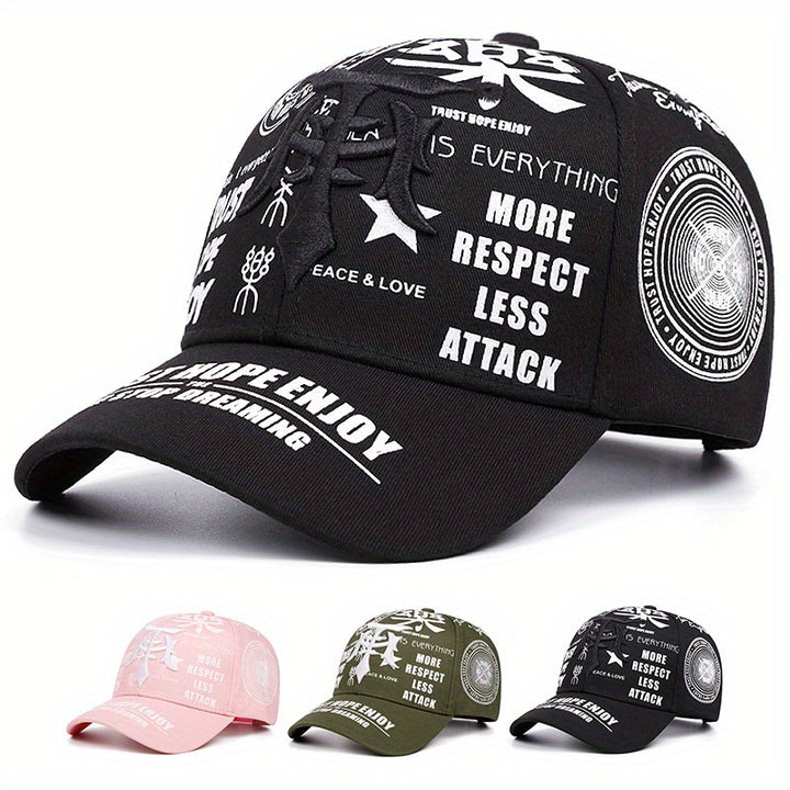 Gorra de Béisbol Streetwear - Estilo Hip-Hop Moderno para Hombres y Mujeres, Ajustable, Lavable, Diseño Urbano, Patrón Geométrico, Tela Transpirable, Construcción Duradera, Moda Juvenil, Para Entusiastas de la Moda