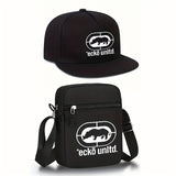 2 piezas, gorra de béisbol unisex con bordado 'ECKO' y ala curva, más riñonera, set de moda urbana para deportes al aire libre, gorra ajustable, regalo perfecto para ti o amigos