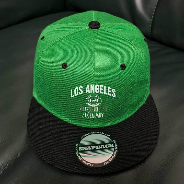 Gorra Snapback Estilo Urbano - Diseño Digital Los Ángeles 1850, Ajustable en Dos Tonos Morado y , 100% Poliéster para Moda Casual y Streetwear