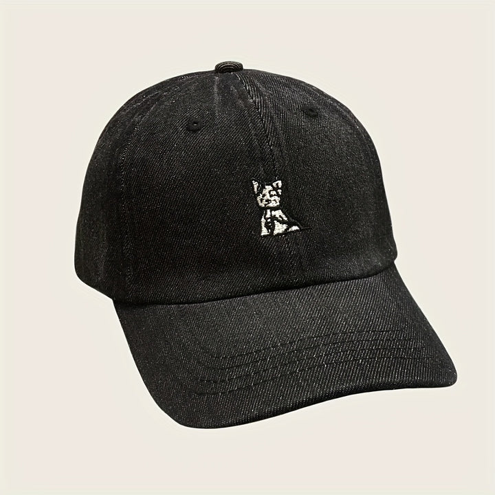 Gorra de béisbol unisex bordada con diseño de cachorro, 100% algodón, lindo patrón de animal, ajuste ajustable, ligera, tela no elástica, con lavable a máquina para sombrero deportivo para todas las estaciones.