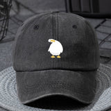 Gorra de béisbol retro lavada ligera para jóvenes, ajustable con cierre de clic, ajuste elástico, lavable en máquina, gorra casual para todas las estaciones con diseño de pato de dibujos animados, ropa casual para jóvenes, moda juguetona para jóvenes, dis