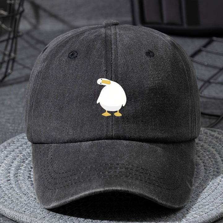 Gorra de béisbol retro lavada ligera para jóvenes, ajustable con cierre de clic, ajuste elástico, lavable en máquina, gorra casual para todas las estaciones con diseño de pato de dibujos animados, ropa casual para jóvenes, moda juguetona para jóvenes, dis