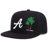 Gorra de Béisbol de Top Plano para Hombre con Logo de Atlanta - Estilo Hip Hop, 100% Poliéster, Disponible en Negro, Rojo, Azul - Perfecta para Deportes al Aire Libre