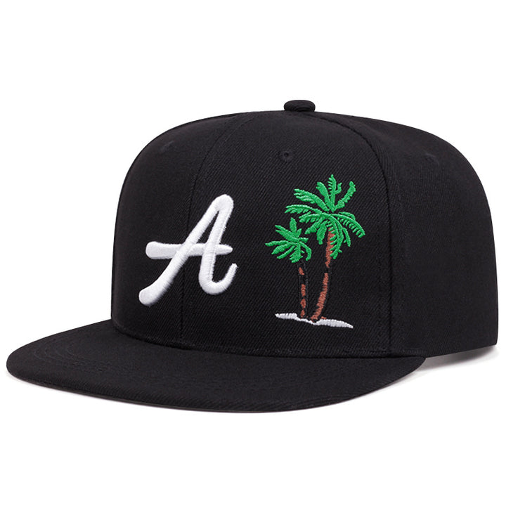 Gorra de Béisbol de Top Plano para Hombre con Logo de Atlanta - Estilo Hip Hop, 100% Poliéster, Disponible en Negro, Rojo, Azul - Perfecta para Deportes al Aire Libre