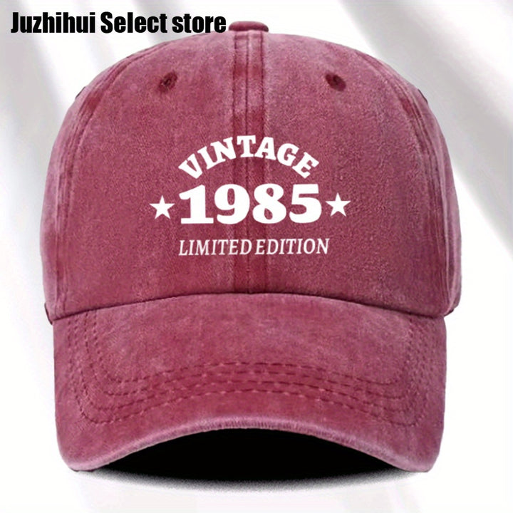 1 gorra de béisbol retro para mujer, edición limitada 1985, ajustable, ligera y desgastada, con visera curva, estilo urbano impreso, ideal para viajes, uso casual y diario