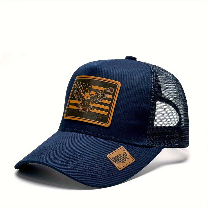 1 gorra de béisbol con diseño de bandera estadounidense, ajustable y con malla trasera transpirable para actividades al aire libre, deportes y uso casual. Ideal para regalos para fanáticos de béisbol, ropa de cabeza para exteriores, diseño deportivo, gorr