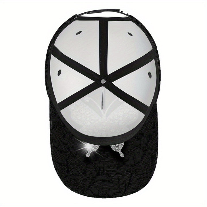 1pc Gorra de Béisbol con Estampado Brillante de Mariposa 2D - Gorra Snapback de Poliéster Completa, Ideal para Running al Aire Libre, Deportes y Estilo Urbano