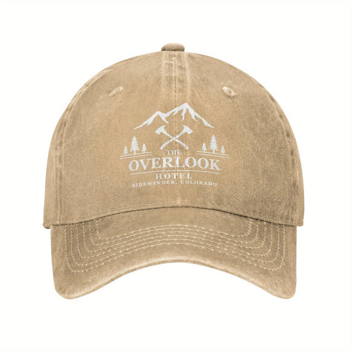 1pieza El Sombrero de Béisbol del Hotel Overlook - Denim Desgastado Snapback para Hombres y Mujeres, Estilo Deportivo, Suave y Estructurado, Perfecto para Entrenamientos al Aire Libre, Gorra de Vestir Casual | Diseño de Gorra Estructurada | Gorra de Denim