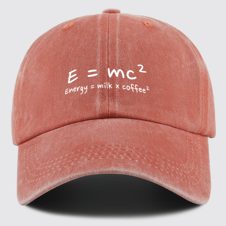 Gorra de Béisbol E=mc² Energía=Leche x Café² para Hombres y Mujeres - Gorra Trucker Ajustable Snapback, Tejido Ligero Transpirable, Sombrero Casual Unisex para Pesca Caza Playa, Regalos del Día de la Madre Día del Padre Cumpleaños, Accesorio de Pesca, Cas