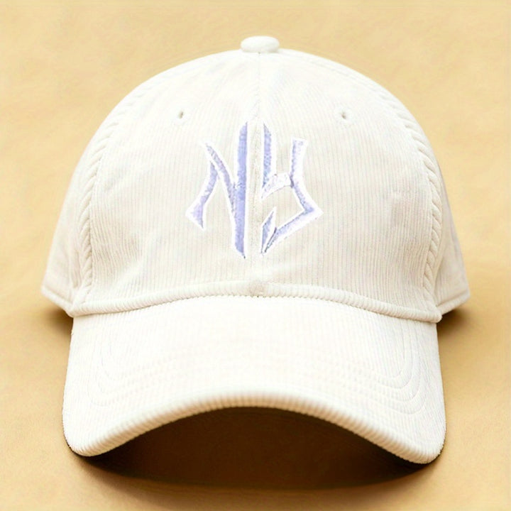 1 Gorra de béisbol de pana NY bordada, unisex, ajustable y transpirable para golf para mujer, gorra curva Y2K de moda de verano para parejas, actividades al aire libre, ropa casual, gorra de moda, sombrero elegante, construcción duradera, gorra ligera,...